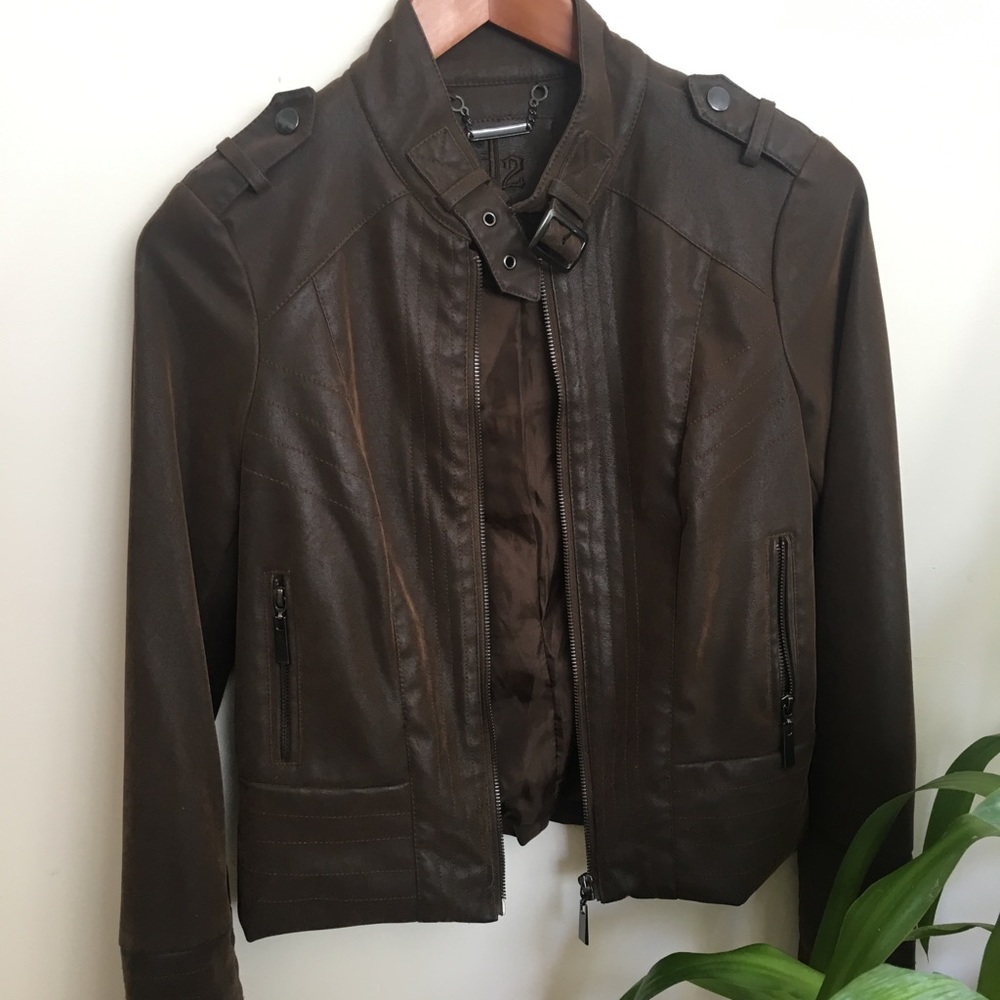 Brown Faux Leather Jacket
